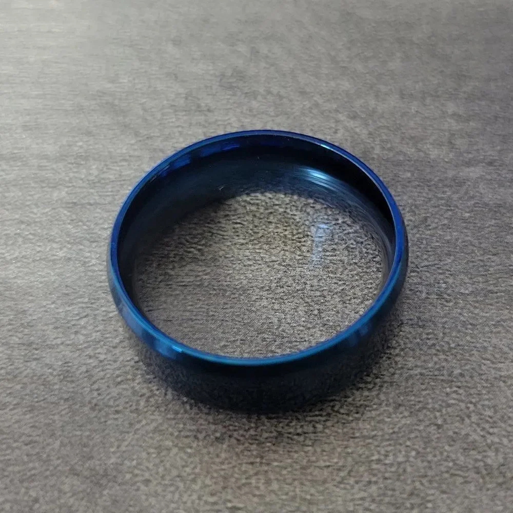 Personalized Men's Wedding Ring - Engraved Matte Blue Wedding Ring For Guys - Picture 8 of 9